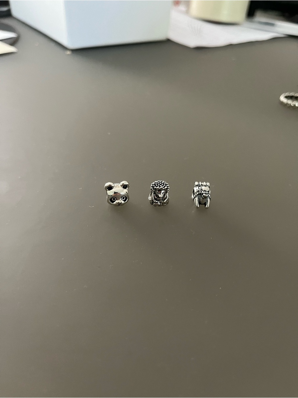 Sterling Silver Animal Charm Trio - Panda, Porcupine, Camel
